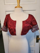 Load image into Gallery viewer, Burgundy Satin Choli/Midriff Top