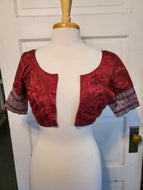 Burgundy Satin Choli/Midriff Top